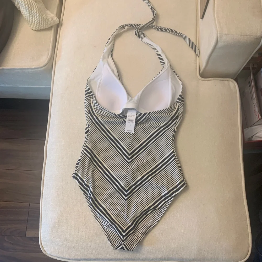 NWT bathing suit from LOFT black striped one piece 🎬👙 - Picture 4 of 6